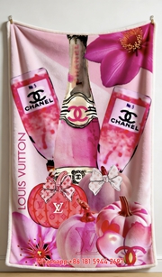 Pink Luxury Chanel & LV Collab Flannel Fleece Throw Blanket IMG_7228